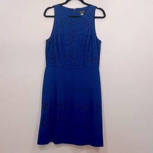 Tahari ASL, Bright Blue Sheath Dress, Eyelet Cutout Detail, Size 12